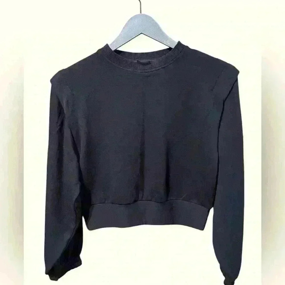 Calia by Carrie Underwood Black Cropped Crew Neck Sweatshirt, Size XS - Picture 3 of 5
